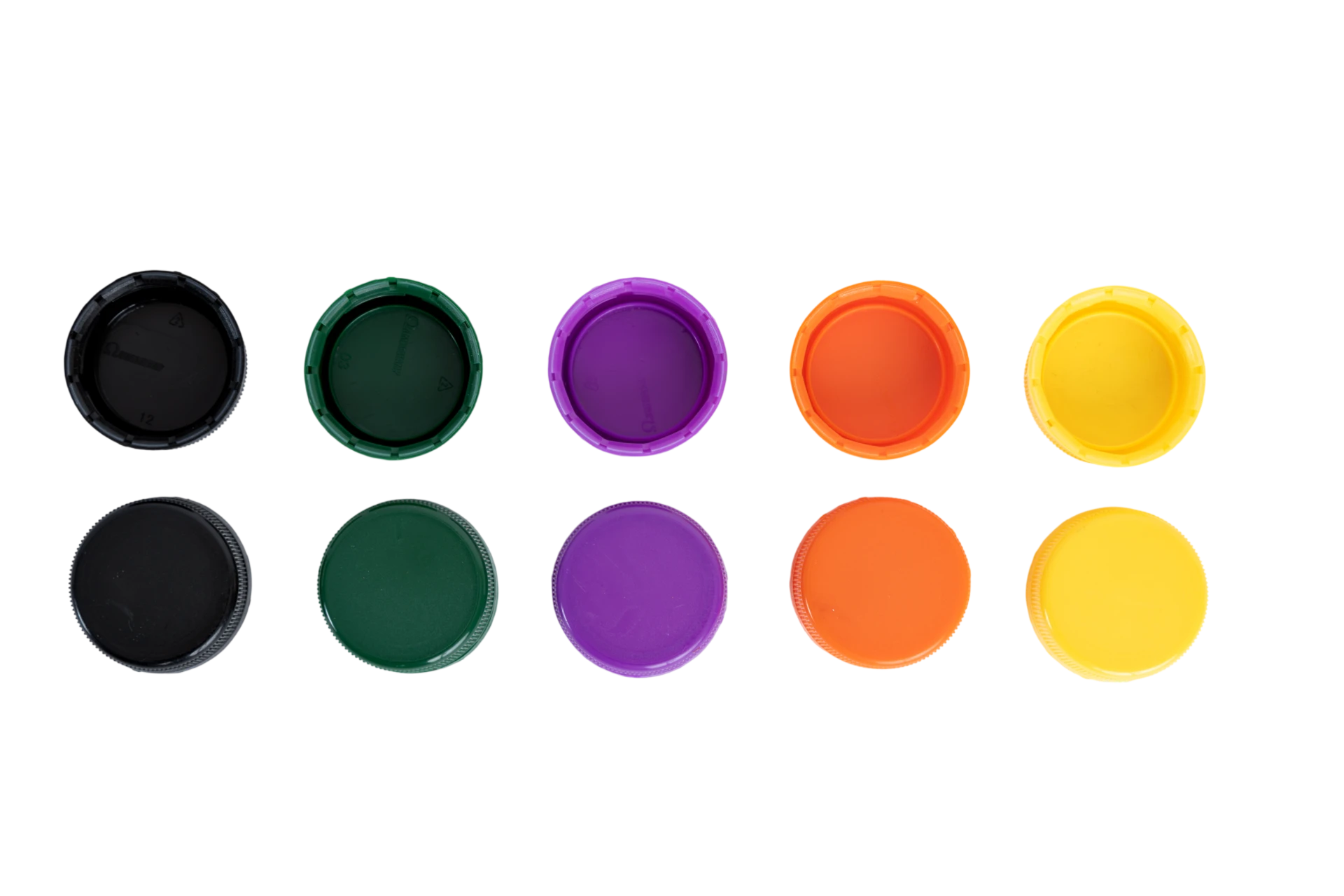 Tampas PET 38mm coloridas para garrafas de suco e caldo de cana
